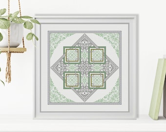 Motif Blackwork - Maintenu par du violet menthe poivré