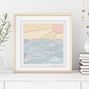 Diseño Blackwork - Sunny Waves de Peppermint Purple