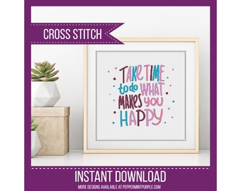 Cross Stitch Pattern, Cross Stitch Chart, Modern Cross Stitch Chart Take Time by Peppermint Purple