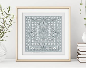 Motif Blackwork - Étude en gris vert Blackwork par Peppermint Purple