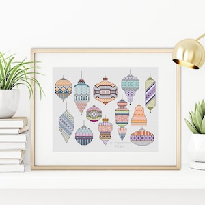 Blackwork & Cross Stitch Pattern - Baubles Galore - 2024 by Peppermint Purple