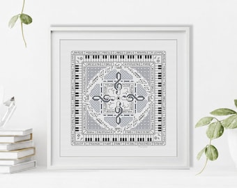 Blackwork et motif point de croix - Hints of Music par Peppermint Purple