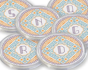 Motif Blackwork - Sous-verres Initial by Peppermint Purple