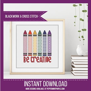 Be Creative Blackwork Pattern  by Peppermint Purple