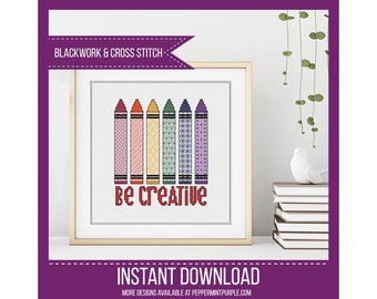 Be Creative Blackwork Pattern  by Peppermint Purple