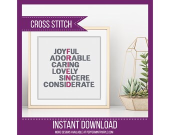 Friend Cross Stitch Pattern, Cross Stitch Pattern,  Friend Gift counted cross stitch Chart by Peppermint Purple