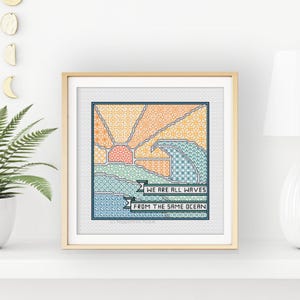 Blackwork & Cross Stitch Pattern - Centre Stage - All Waves by Peppermint Purple