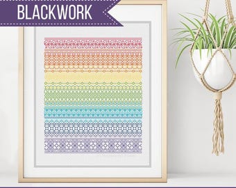 Padrão Blackwork - Faixas Blackwork da Peppermint Purple