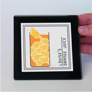 An image of a Blackwork & Cross Stitch Pattern created by Peppermint Purple called Blackwork & Cross Stitch Pattern - Personalised Drinks Coasters by Peppermint Purple