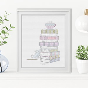 Blackwork Pattern - Time To Relax with Tea - Blackwork Books by Peppermint Purple