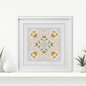 Blackwork Pattern - Hints of Flowers & Birds by Peppermint Purple