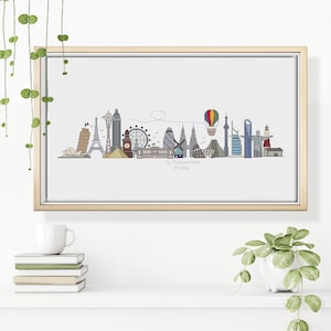 Blackwork & Cross Stitch Pattern - World Landmarks by Peppermint Purple