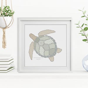 Blackwork Pattern - Green Sea Turtle by Peppermint Purple