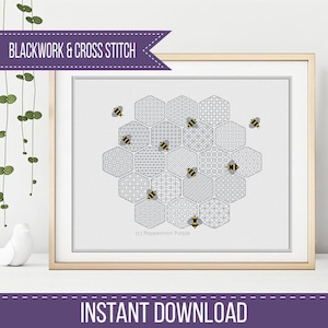 Blackwork Worker Bees by Peppermint Purple