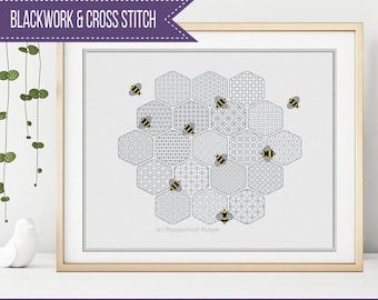 Abelhas operárias Blackwork da Peppermint Purple