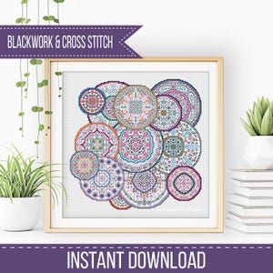 Blackwork Pattern - Mandala Millefiori by Peppermint Purple