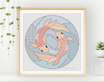 Motif Blackwork - Poisson rouge par Peppermint Purple