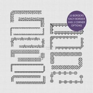 Blackwork Pattern - Borders & Corners - Set 3 by Peppermint Purple