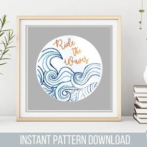 Embroidery Pattern Ride The Waves Instant PDF, Waves embroidery design, Waves hand Embroidery pdf by Peppermint Purple