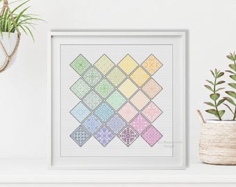 25 Diamonds Blackwork Pattern by Peppermint Purple