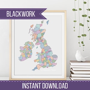 UK & Eire Counties Blackwork by Peppermint Purple