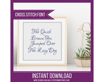 Cross Stitch Alphabet Chart - Graceful Cross Stitch Font PDF, Font Alphabet by Peppermint Purple