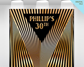 Art Deco Polished Vibes Birthday Backdrop Banner, Fully Customizable Any Occasion, Personalized DIGITAL FILE, DIY Print Yourself