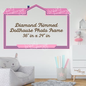 Diamond Trimmed Dollhouse Photo Frame, 36&quot; x 24&quot; In High Resolution for Photo Props, Backdrops, Decals, Party Prop, Printable File