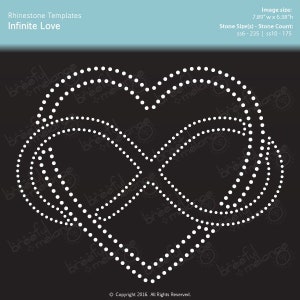 Infinite Love ss6 + ss10 Stones Rhinestone Template, Instant Download SVG, DXF, PDF, Files, Die-Cut Template Available