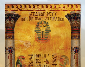 Egyptian Elation "Remember the Time" Birthday Backdrop, King Tut, Personalized Banner for Birthday, Special Event
