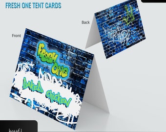 Fresh One Tent Card, Place Card, Buffet Label, Table Card, Birthday Celebration, Hip Hop Mashup , Skate Party, Corjl