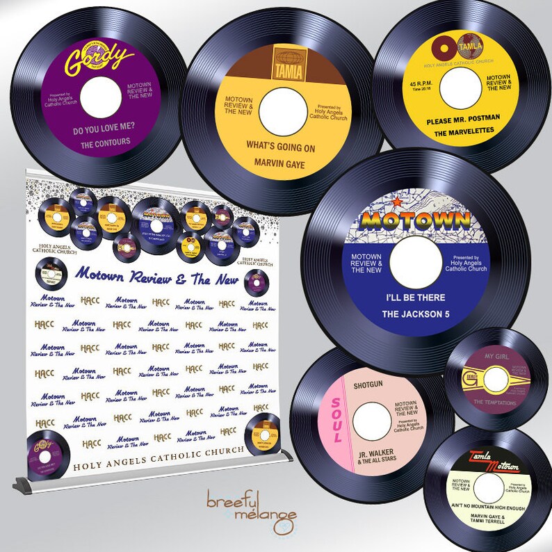 Motown Review Step and Repeat Event Backdrop Banner Photo Booth Customize for Your Event