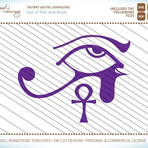 SVG File Eye of Rah with Anuk + Dxf Png Pdf Digital Cut Files, Silhouette Cricut