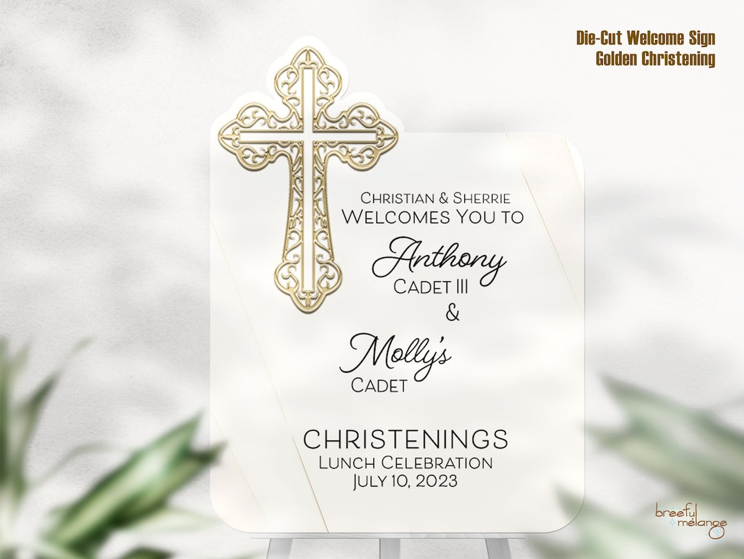 Golden Christening Sign Baptism Sign Religious Sign