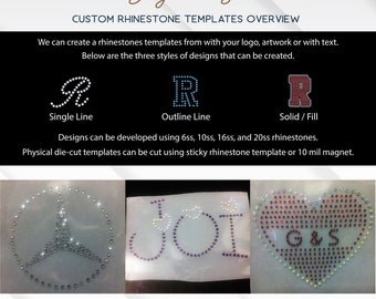 Custom Rhinestone Stencils Developed from Logo, Artwork or Custom Text | Die-Cut Rhinestone Template Digital File ~OR~ Die-Cut Template