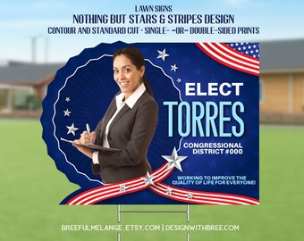 Nothing But Stars and Stripes Campaign Sign 24"x18" | Lawn Sign Yard Sign | Election Campaign | Contour Cut, Standard Cut