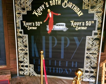 Harlem Nights Backdrop Banner, Suga Ray Birthday Sunshine Soirée, Personalized Banner for Birthday, Graduation, Special Event, Art Deco