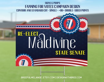 Fanning For Votes Campaign Yard Sign 24"x18" | Lawn Sign | Election Campaign | Contour Cut, Standard Cut