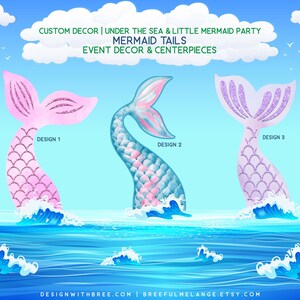 Mermaid Tail 30" in Event Prop, Single-Sided Double-Sided, Litter Mermaid Party, Under The Sea Party, Oneder The Sea Party, w/Color Change