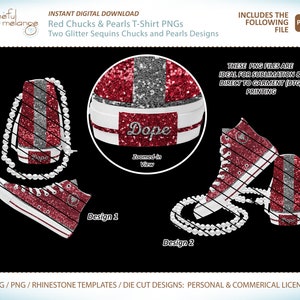 Chucks rojos con lentejuelas brillantes PNG, Chucks & Pearls, obra de arte en homenaje a Kamala Harris, DTG, sublimación, descarga el PNG, añade tu propio texto