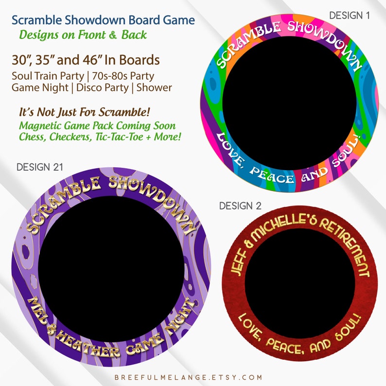 Scramble Showdown Game Board, Game Night, Scramble Showdown, Disco Party, Soul Train Party Theme, 70s Party, 80s Party, Two Free Trivia Sets image 1
