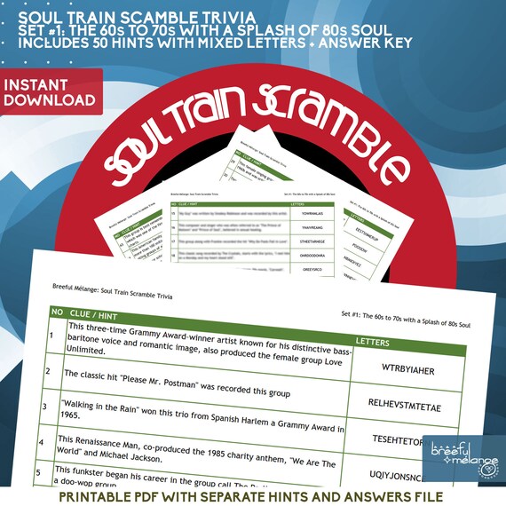 Soul Train Scramble Trivia Set 1 Throwback To 60s To 70s With Etsy