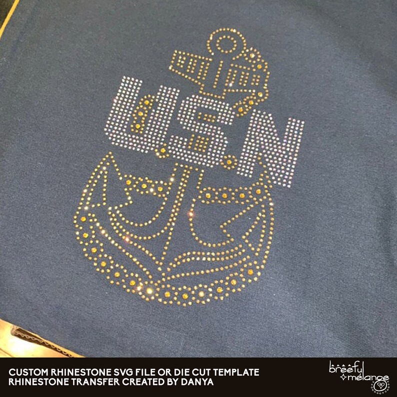 US Navy Anchor Filled 6ss, 16ss, Rhinestone Template, Working Product ...