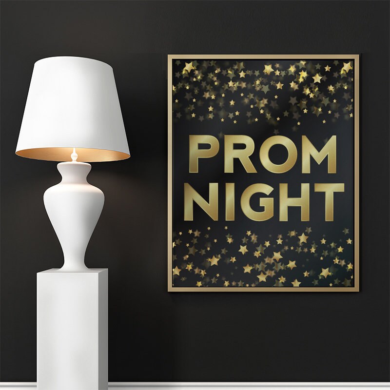 Black and Gold Shining Stars Prom Night 16x20 inch Poster Sign Prom Poster Printable Instant Download