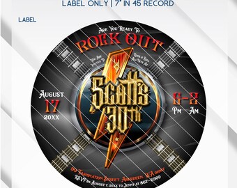 Rock Star Birthday Invite, Record Invite, Rock & Roll BDay, Charger Insert, Birthday Logo, Digital File Printable, You Print