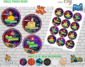 Fresh Prince Fresh Princess 2.5" Topper Tag, Graffiti Hip Hop Party, House Party, Pick from 10+ Backgrounds and 30+ Graffiti Clipart, Corjl