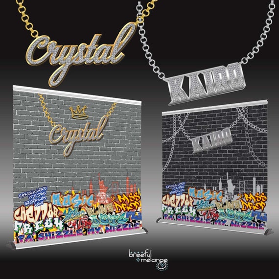 Graffiti Poppin Name Chain Backdrop Banner Fully Etsy