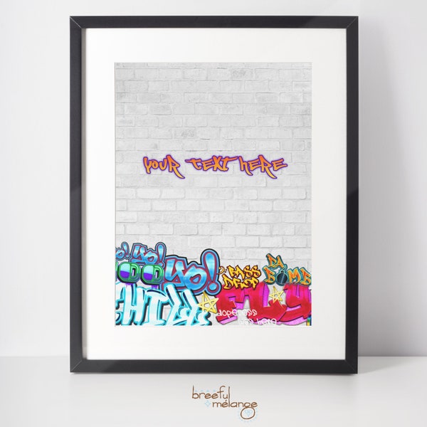 Graffiti Poppin 8.5 x 11 Sign v5, Throwback Party, 80s 90s, Hip Hop, EDITABLE Printable Design, Add Chains Graffiti Text, Corjl + PDF File