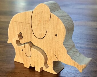 Vintage Enzo Mari Style Wooden Elephant Puzzle