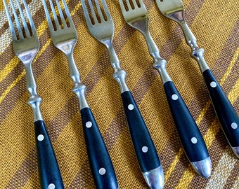 Hampton Silversmiths Bistro Black Handle set of 5 Salad Forks 7”
